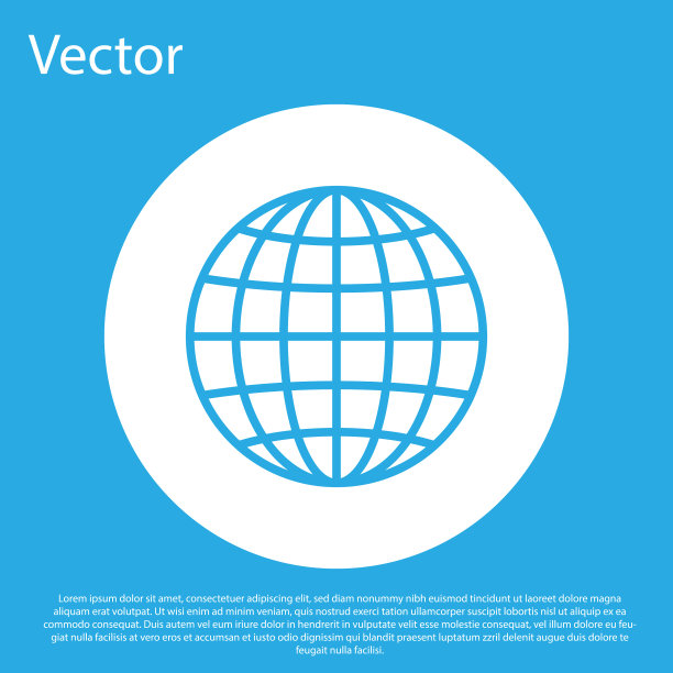 蓝色地球地球图标孤立在蓝色背景图片下载