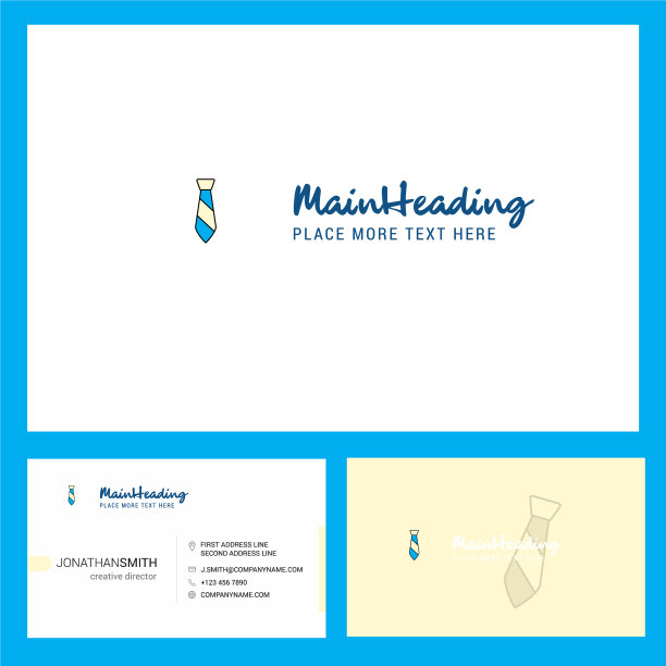 领带标志设计与标语正面和背面图片下载