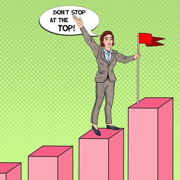 波普艺术商界女性与旗帜上图片下载