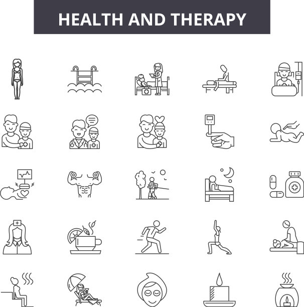 健康和治疗线图标标志设置图片下载