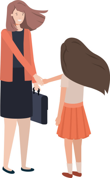 母亲和女儿站在化身中图片下载