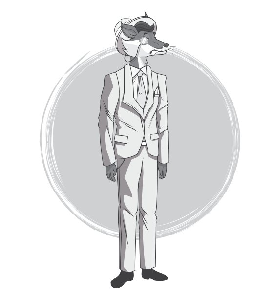 狐狸时尚动物潮人白色和灰色设计图片下载