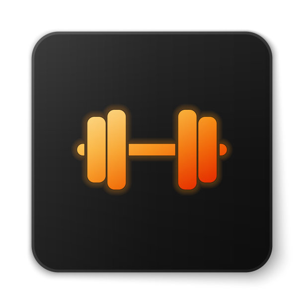 橙色发光哑铃图标孤立在白色图片下载