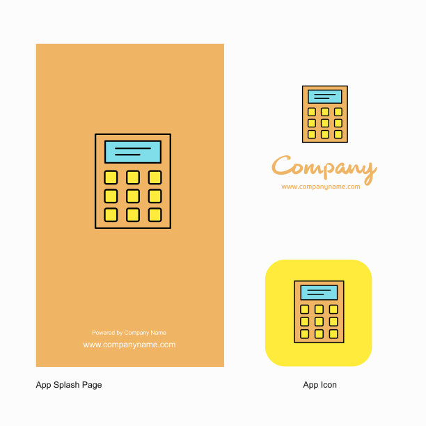 计算器公司标志应用程序图标和喷溅页面图片下载
