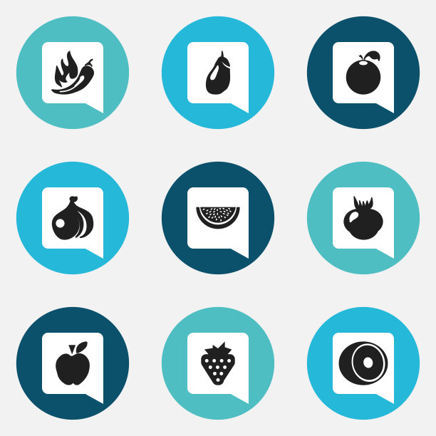 一套9可编辑的水果图标包括符号图片下载