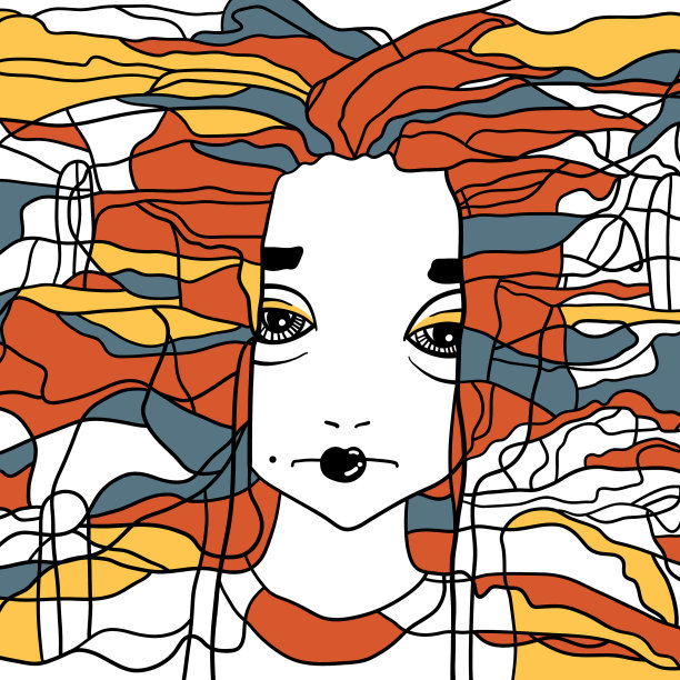 一幅装饰性的女性肖像创作的艺术品图片下载