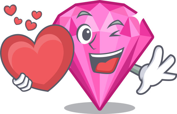 吉祥物形状的粉色心形钻石图片下载