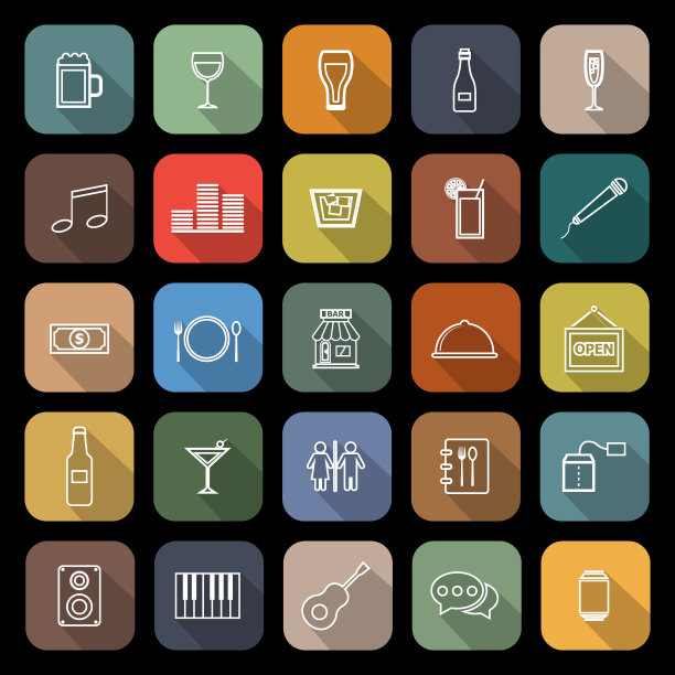 条线平图标与长阴影图片下载