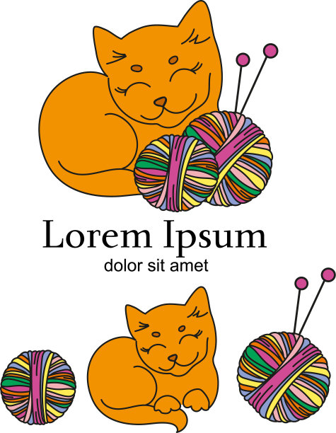 猫编织卡通动物图片下载