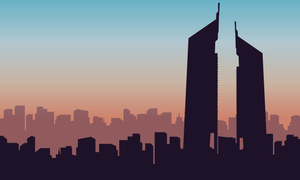 阿拉伯风景中的酒店建筑剪影图片下载