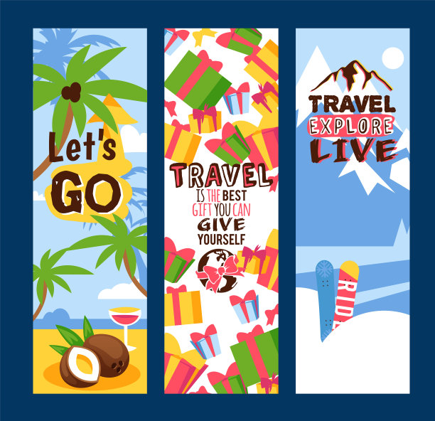 旅行概念系列旗帜图片下载