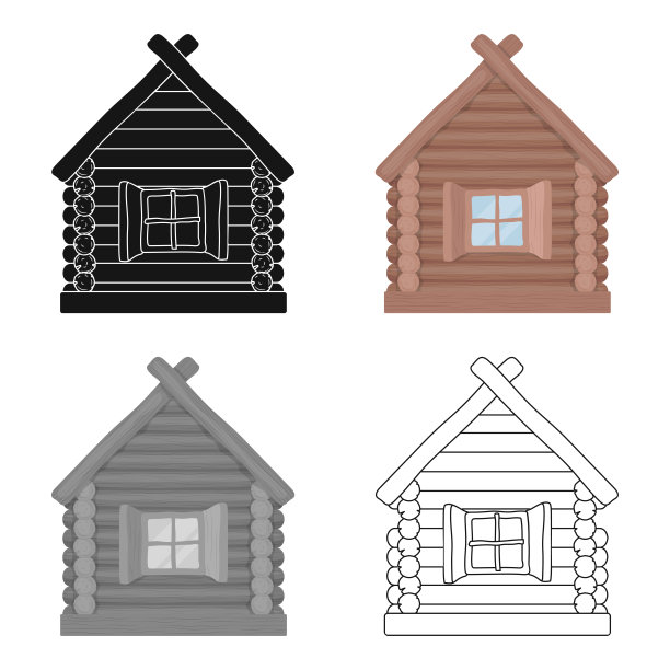 木屋图标在卡通风格孤立上图片下载