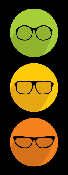 眼镜图标设置孤立的黑色背景图片下载