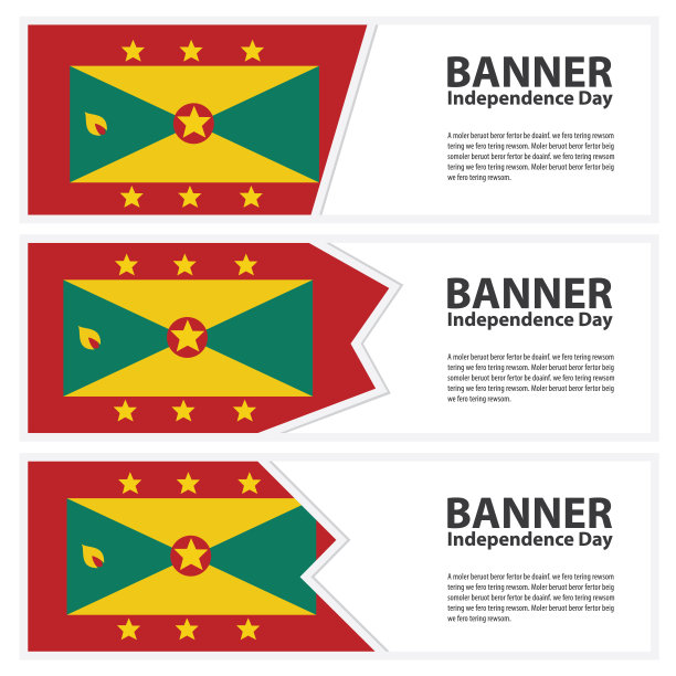格林纳达国旗横幅收集独立日图片下载
