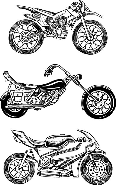老式摩托车收集自行车图片下载