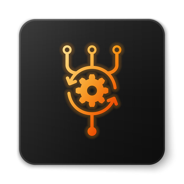 橙色发光算法图标孤立在白色图片下载