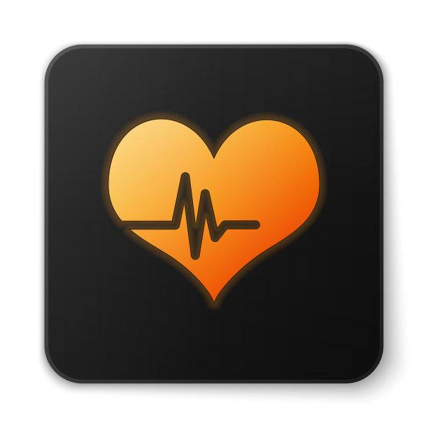 橙色发光的心率图标孤立在白色图片下载