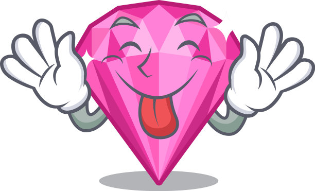 舌头伸出粉红色的钻石在一个卡通盒子图片下载
