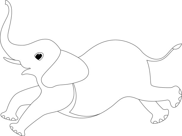 卡通大象衬里画图片下载