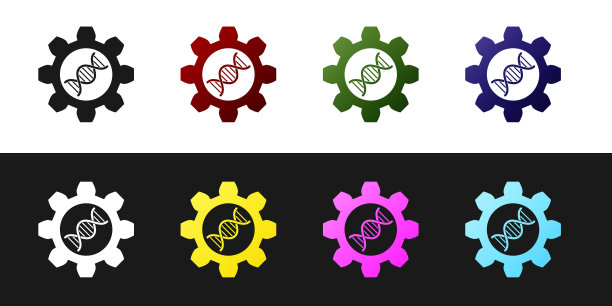 将基因工程图标隔离在黑色和图片下载