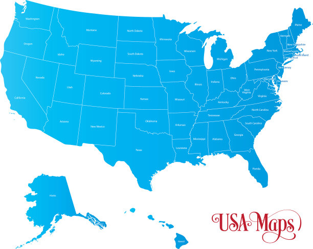 美国地图与州图片下载