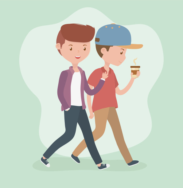 带着咖啡杯化身的年轻人图片下载