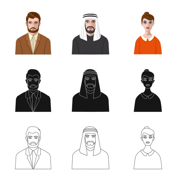 孤立的对象发型和职业图标图片下载