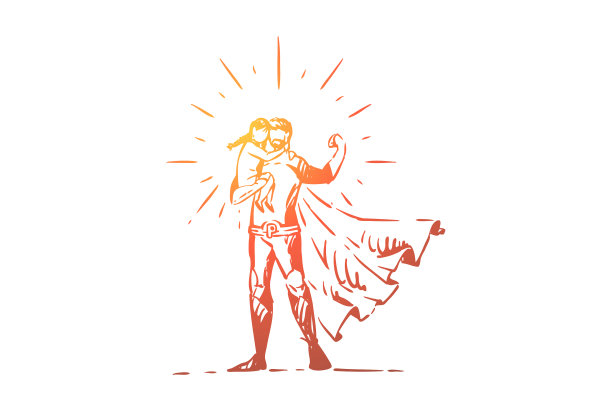 坚强的超级爸爸抱着女儿最好的爸爸图片下载