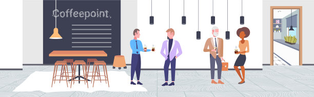 喝咖啡的人混合了种族商人图片下载