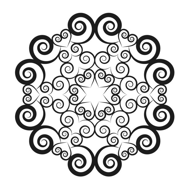 黑白圆形曼荼罗图片下载