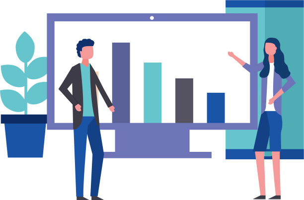 商业男人和女人办公室电脑智能手机图片下载