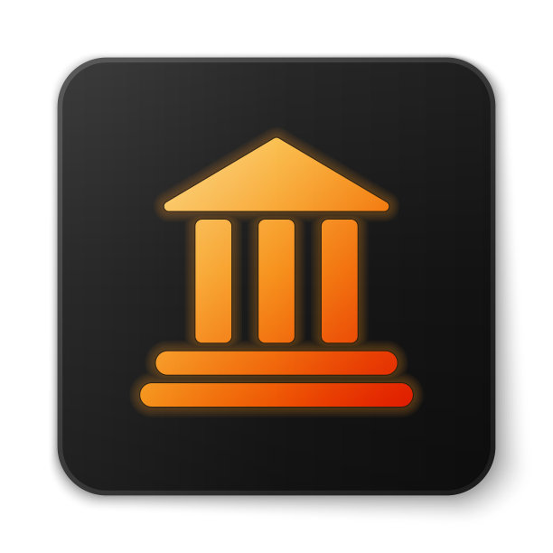 橙色发光的银行建筑图标孤立图片下载