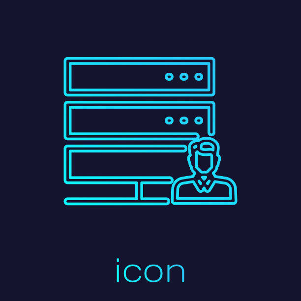 绿松石客户关怀服务器线图标孤立图片下载