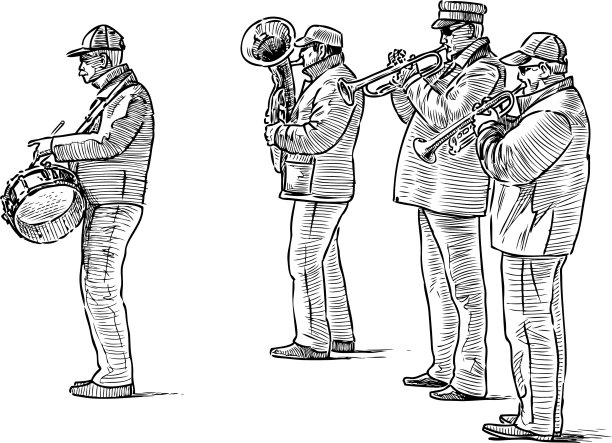 描绘一个街头四重奏音乐家图片下载