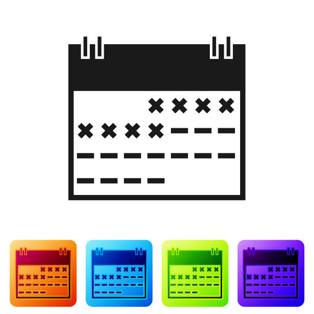 黑色日历图标孤立在白色背景上图片下载