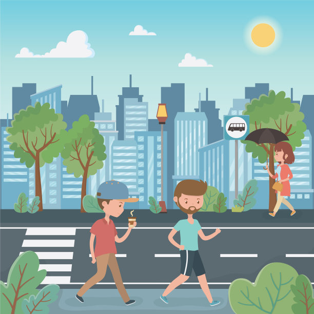 年轻人走在街头图片下载