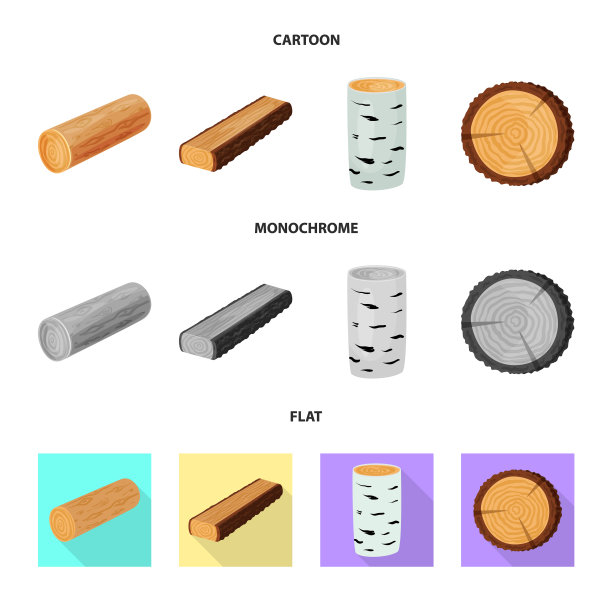 孤立的对象树和原始标志树集图片下载