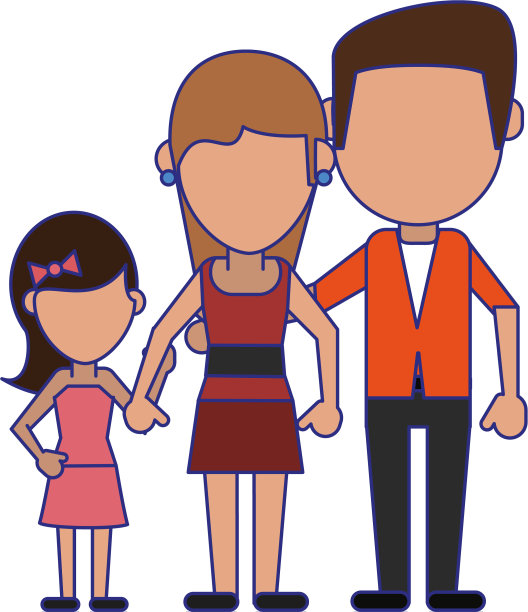 家庭头像无脸卡通蓝线图片下载