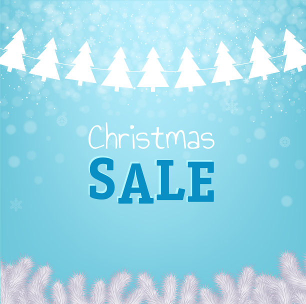 有圣诞树的圣诞促销海报图片下载