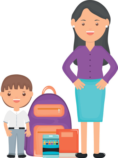 可爱的小学生男孩和女老师图片下载