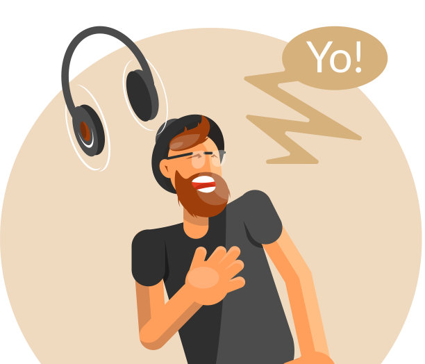 戴着帽子随着音乐跳舞的大胡子嬉皮士图片下载