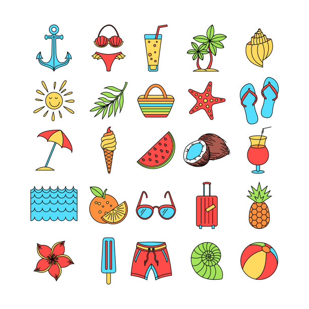 收集夏季图标设置大纲假日图片下载