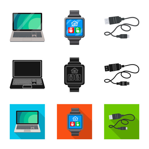 笔记本电脑和设备标志集图片下载