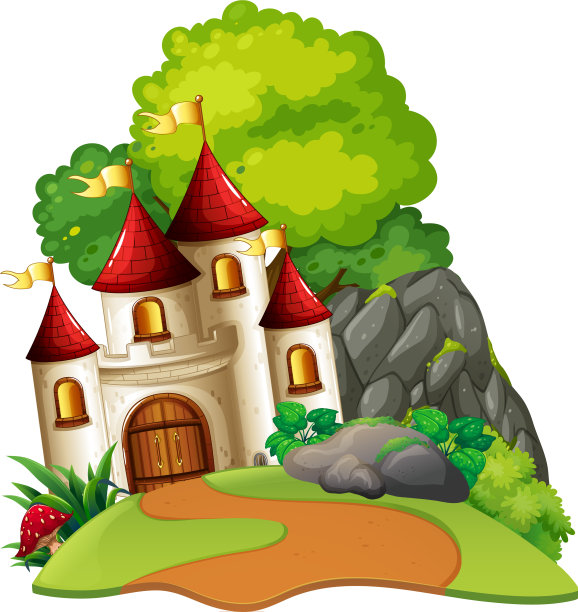 城堡在树林中孤立的景象图片下载