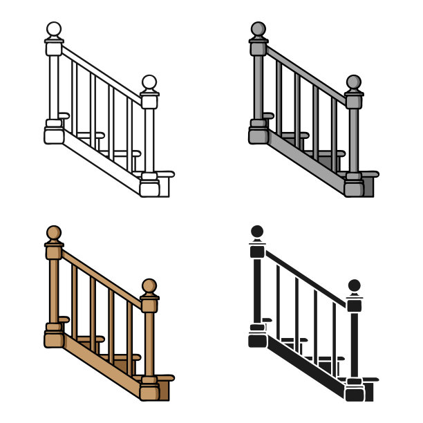 楼梯图标在卡通风格孤立的白色图片下载