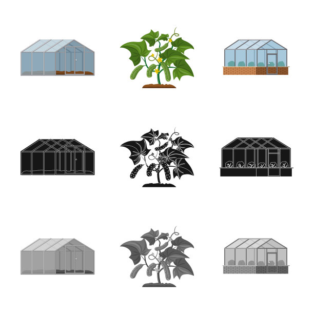 设计温室和植物标志图片下载