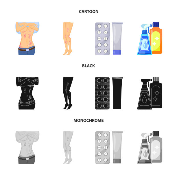 隔离对象的医疗和疼痛标志集图片下载