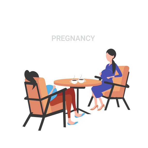 一对孕妇坐在咖啡桌女孩旁边图片下载