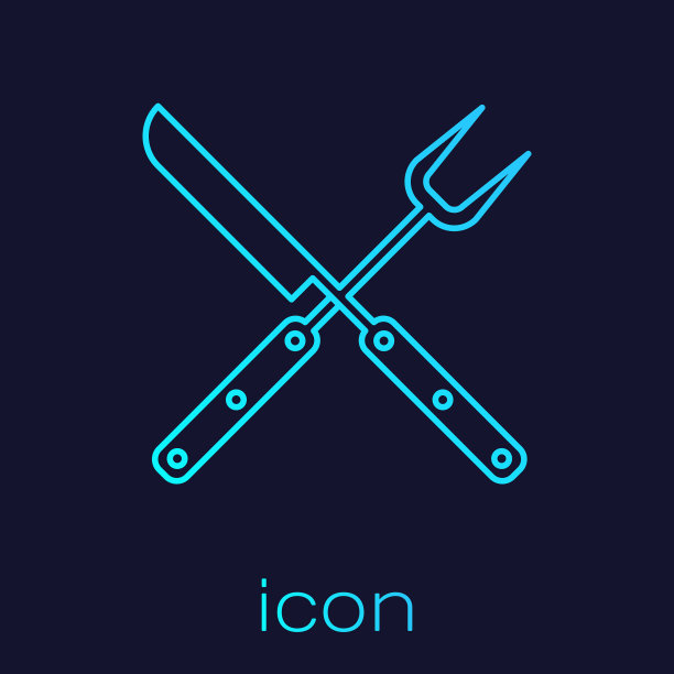 绿松石交叉刀和抹刀线图标图片下载