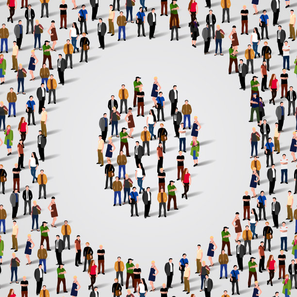 以字母o形式出现的一大群人图片下载